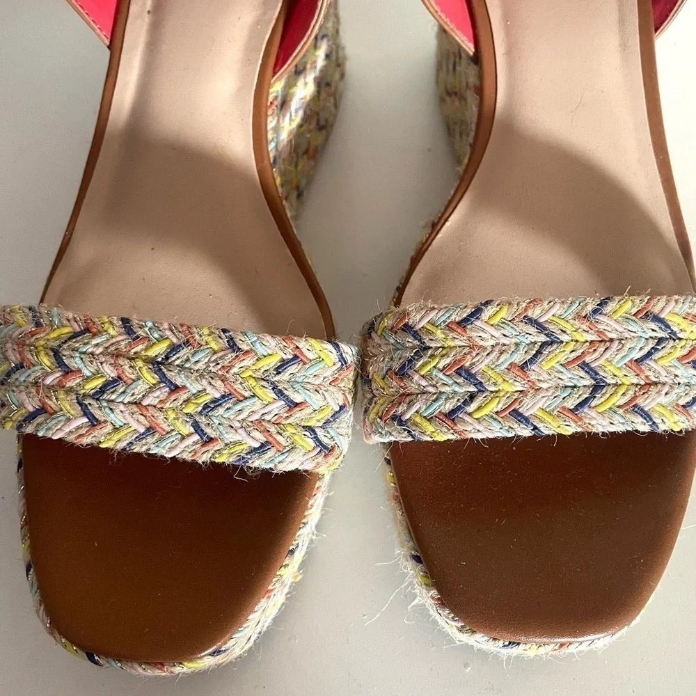 MIX NO. 6 Cammie multicolor open toe wedge platform sandal espadrille size 8